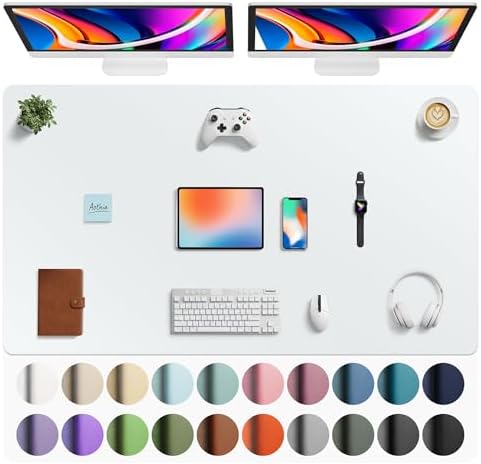 Aothia Faux Leather Desk Mat - Large Mouse Pad, Non-Slip PU Leather Blotter, Waterproof Writing Surface for Office and Home (Barely Grey, 63" x 24")