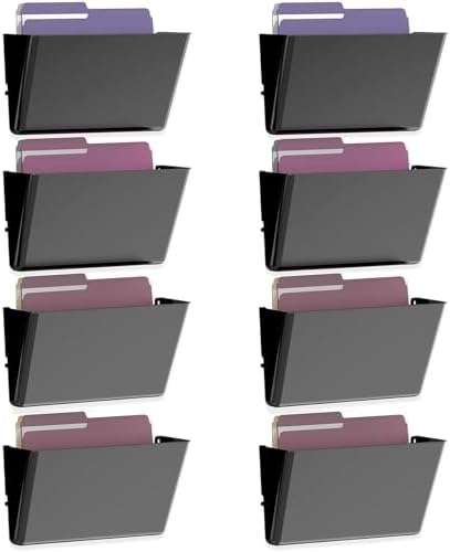 MINDEPOT 8 Pockets Acrylic Wall File Organizer, Wall File Holder Black