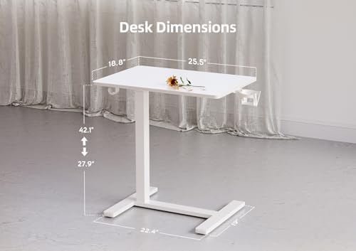 Claiks Mobile Rolling Desk Small Portable Laptop Cart Bedside, 26" White
