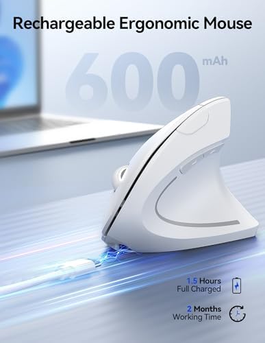 TECKNET Wireless Ergonomic Mouse, Rechargeable Wireless Vertical Mouse