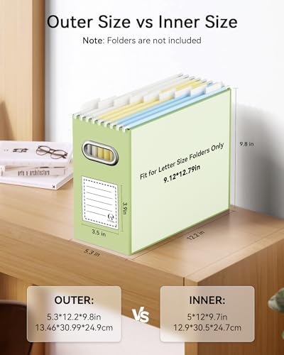 Oterri Portable Collapsible Cardboard File Box with Handle for Letter-Size