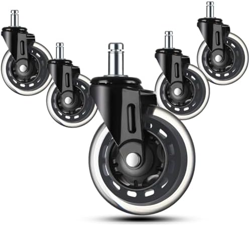 Office Chair Wheels -2.5" Caster Wheels Office Chair Wheel Replacement - Set of 5, Heavy-Duty Chair Casters Suitable for Hardwood Floors and Carpets, Achieving Scratch Free, Smooth & Silent