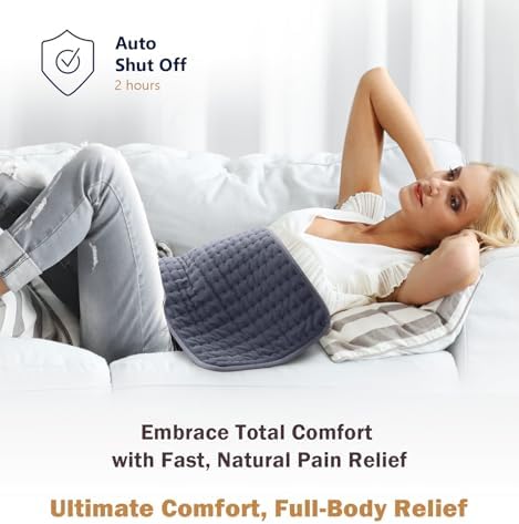 Heating Pad for Back, Neck & Shoulders, Soft Electric Heating Pad with Moist & Dry Heat, Auto-Off, Machine Washable, Birthday Gifts for Women Wife Mom Her (Rock Gray, 12"x24")