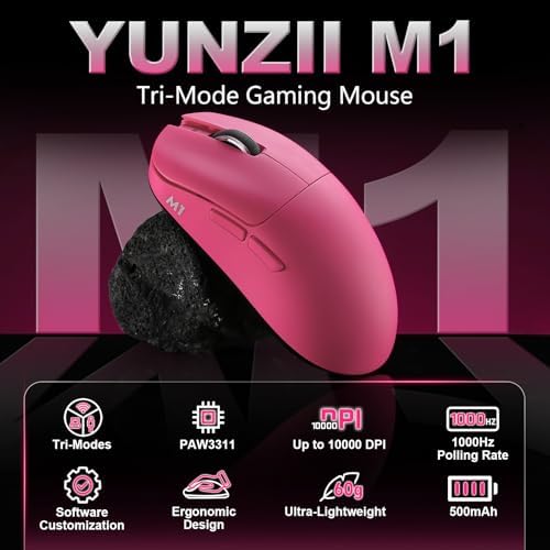 YUNZII M1 PAW3311 Sensor Wireless Gaming Mouse (Pink)