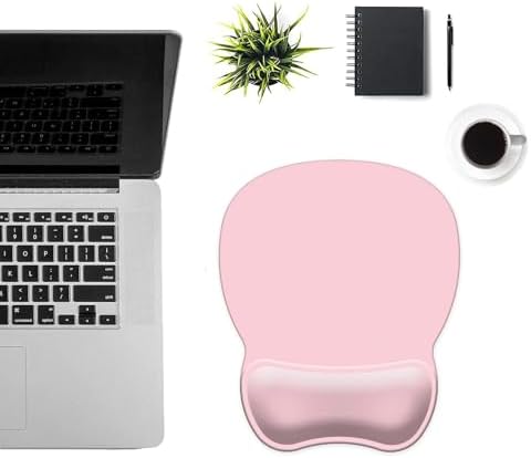 Mouse Pad with Support, Ergonomic Mouse Pad with Gel Wrist Rest Support Middle Concave Design, Comfortable Mousepad with Non-Slip PU Base for Home Office Working Studying (03 Pink)