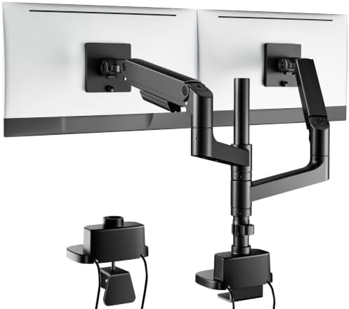 Dual Monitor Arm for 17"-49" Monitors with USB, 44 lbs, VESA 75/100, Black