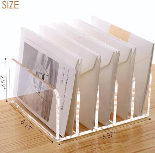 SANRUI Acrylic Mail Holder, 5-Slot Vertical Letter Sorter, Clear