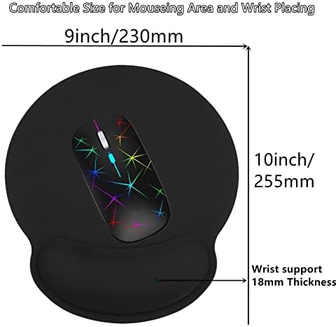Wrist Rest Support Mouse Pad,Ergonomic Memory Foam Mouse Mat 9x10in Non-Slip Rubber Base Pain Relief Mousepad for Computer, Laptop(Black Foam)