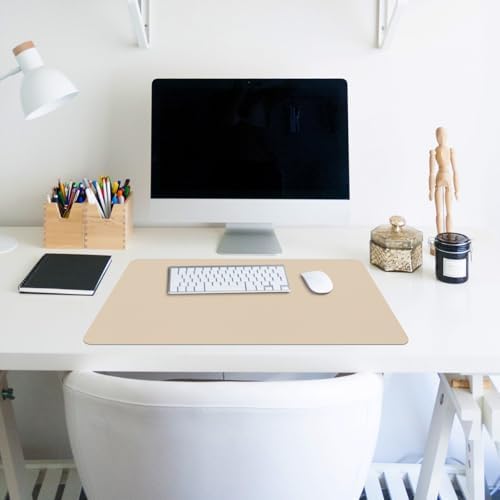 Leather Desk Pad Mat, Beige Desk Mat, 23.6" x 13.7"