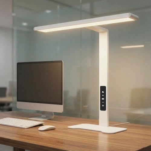 24W LED Desk Lamp with Heavy Base, Bright Table Light for Home Office, Eye-Caring Architect Task Lamp, 5 Brightness Levels, Flexible Gooseneck Workbench Reading Light