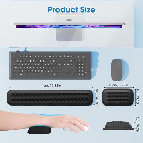 MEKASS Ergonomic Wrist Rest for Keyboard and Mouse, Soft Memory Foam Keyboard Wrist Rest Set with Non-Slip Silicone Base, Easy Typing, Pain Relief, Comfort for Office, Work, Gaming (White)