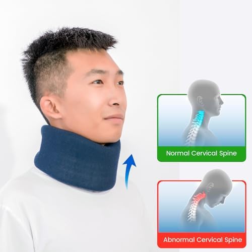 Neck Braces for Neck Pain and Support High-Density Comfort Cervical Collar for Vertebrae Stable and Aligned, Relieve Injury Spine Pressure – Neck Brace for Women & Men Sleeping, Working, Posture (Blue, X-Large)