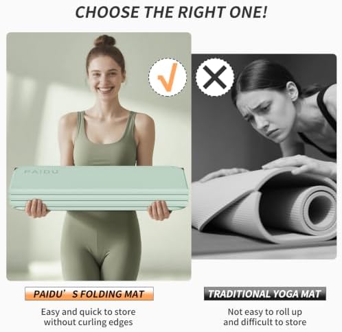 PAIDU Foldable Yoga Mat 10MM Thick SGS Certified TPE 75x26" Portable