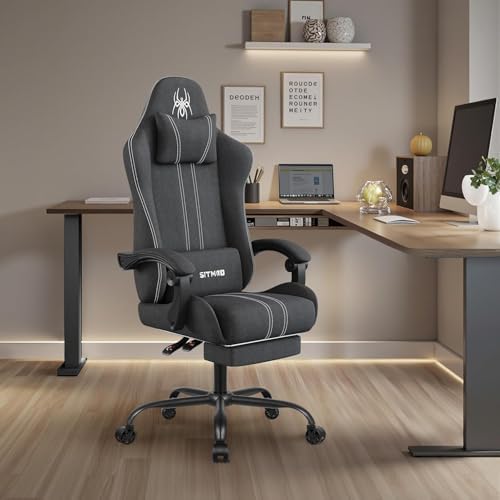 SITMOD Big Tall Fabric Gaming Chair with Footrest, Reclining Computer Chair