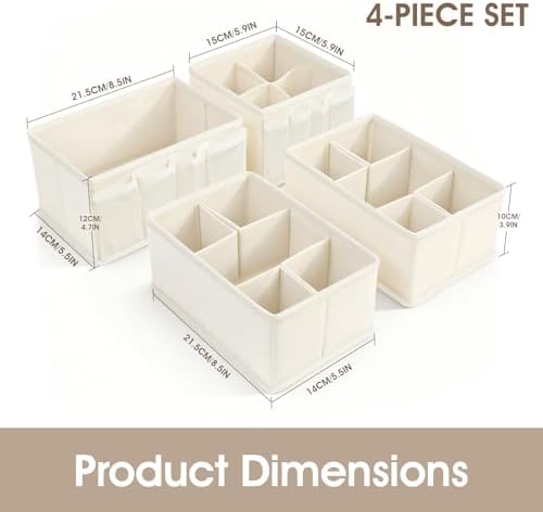 Cosmetic Storage Bins Makeup Organizer, Adjustable Multifunction Storage Box Desk Drawer Divider for Makeup Brushes, Bathroom Countertop or Dresser, Set of 4