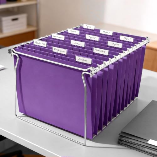 SUNEE 25 Pack Hanging File Folders, Purple Folders, Hanging File Folders Letter Size with 1/5-cut Tabs, Stay Organized for Your Home and Office Bulk File and Documents