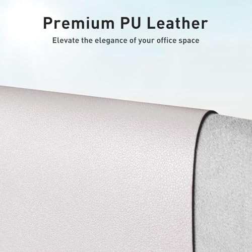 Aothia Faux Leather Desk Mat - Non-Slip PU Leather Desk Blotter, Waterproof Writing Surface, Large Desk Pad for Office & Home (Pale Lavender White, 55" x 24")