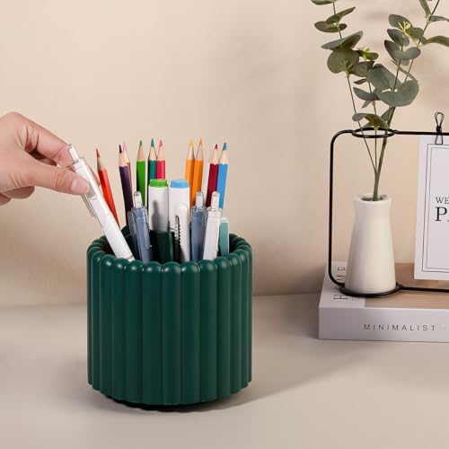 Anyoifax Rotating Pen Holder for Desk Removable Pencil Cup, Small Teal Blue