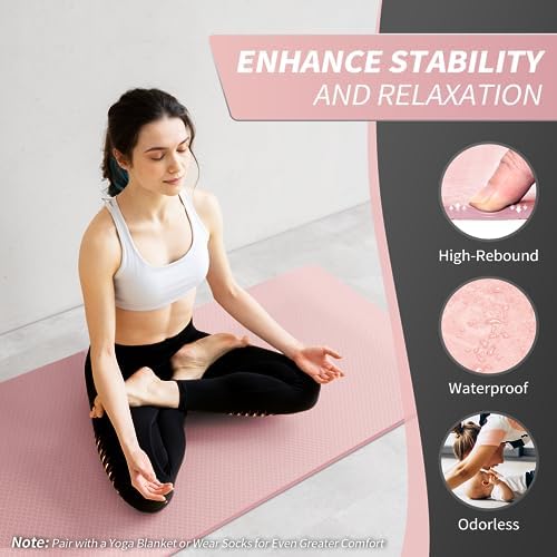 CAMBIVO Yoga Mat for Women Men Kids, 1/3 & 1/4 & 2/5 Inch Extra Thick Yoga Mat Non Slip, 72" x 24" TPE Yoga Mats, Workout Mat with Carrying Strap for Yoga, Pilates and Floor Exercises