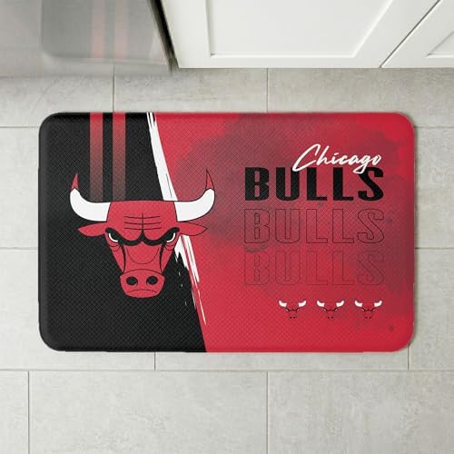 Northwest NBA Chicago Bulls Embossed Anti-Fatigue Mat, Cushioned Kitchen Floor Rug, Non-Slip PVC Standing Comfort, 18 x 30 in