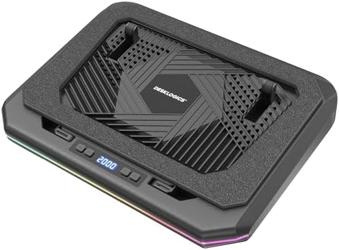 Laptop Cooling Pad, Quiet Turbo Fan Laptop Cooler for 12-19 Inch Gaming Laptop and MacBook, Height Adjustable Laptop Cooling Stand with RGB Light, Sealed Airflow Cooler Pad, USB Powered