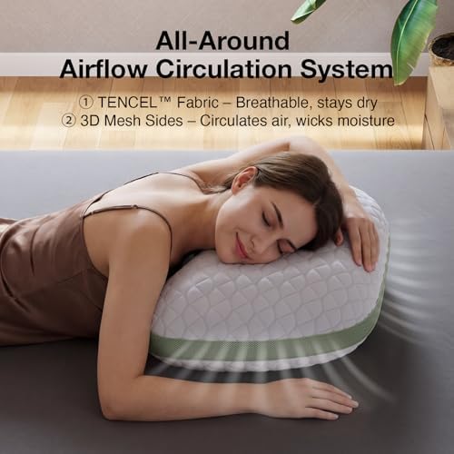 Novilla Tencel Curved Side Sleeper Pillow for Neck and Shoulder Pain Relief