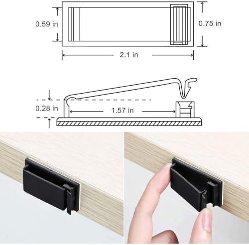 5Pcs Self Adhesive Cable Management Clips,Cable Organizers Wire Clips Cord Holder for PC Laptop Ethernet Cable Desktop Home Office(2.1’’ x 0.75’’ x 0.28’’, Black)