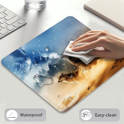 Wolves Howling at The Moon Mouse Pad, Reinforced Stitched Desk Mat