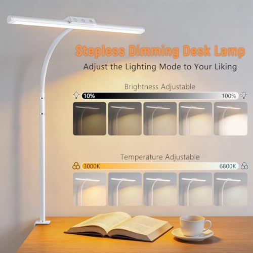 LED Desk Lamp for Home Office, Flexible Gooseneck Desk Lamp with Clamp