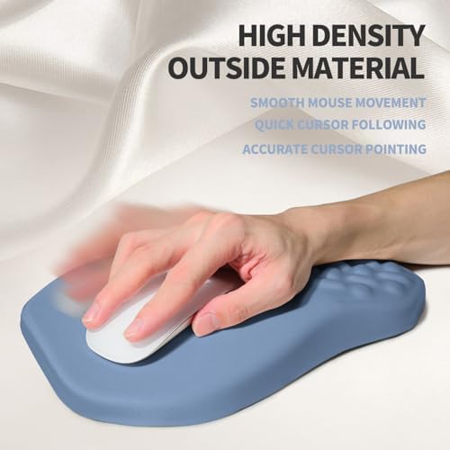 Ergonomic Raised Mouse Pad Wrist Support with Bilateral Slope Memory Foam Mousepad for Wrist Rest and Carpal Tunnel Pain Relief 11.8x7.9〃 Stone Blue
