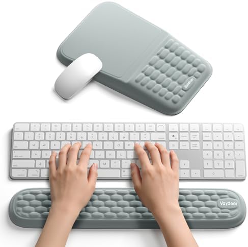 2-in-1 Keyboard & Mouse Wrist Rest Set – Ergonomic Pain-Relief Support, Memory Foam Wrist Cushion with 8° Slope & Massage Nubs, Non-Slip PU Base, Relieves Wrist Pain & Carpal Tunnel from Long Typing
