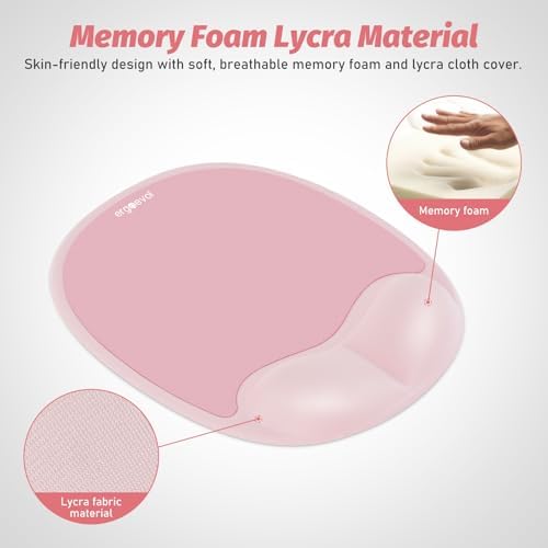 Ergonomic Mouse Pad for Vertical Mouse, Memory Foam(Blush Pink)