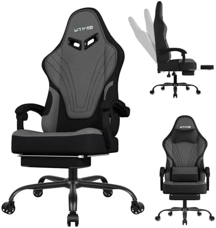 SITMOD Video Gaming Chair Footrest Lumbar Support High Back Recliner Fabric