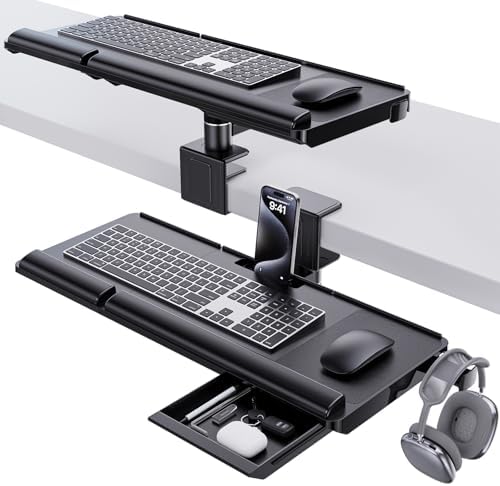 Klearlook Upgraded Adjustable Keyboard Tray for Above Desk & Under Desk Use