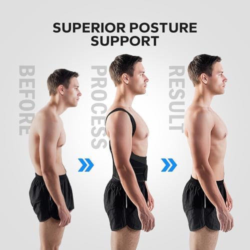 Posture Corrector for Men and Women, Adjustable Upper Back Support, Shoulder Alignment Brace for Better Posture and Daily Comfort – Wearable Under Clothes (Medium 31.5-37.4‘’)