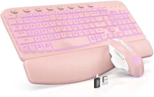 SABLUTE Wireless Keyboard and Mouse Combo, Ergonomic Wave with Wrist Rest