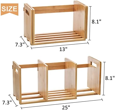 ZOOFOX Bamboo Desktop Bookshelf, Expandable Desktop Organizer, Small Display Shelf Book Rack for Office Supplies, Home Tabletop