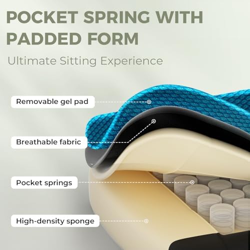 Dowinx Ergonomic Gaming Chair - Breathable Fabric with Gel Pad, Pocket Spring Cushion & Retractable Footrest, Comfortable Gamer Chair with Storage Bag,Deep Green
