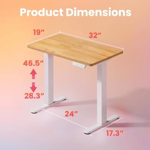 HUANUO 32x19 Inch Small Electric Standing Desk, Adjustable Height