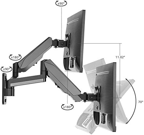 SIIG Dual Monitor Wall Mount, 17"-32", 17.6 lbs/Arm, CE-MT2M12-S1