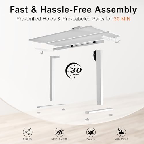 32 Inch Height Adjustable Standing Desk for Home Office, Natural