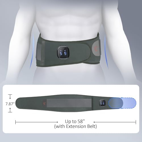Comfytemp Cordless Portable Heating Pad with Massager for Lower Back Soothing, 9 Heat 5 Vibration 3 Intensity App Control, Rechargeable Cordless Wireless Heated with ifts for Mom Dad Senior, Grey