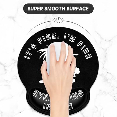 ITNRSIIET Ergonomic Mouse Pad with Wrist Support Wrist Rest Smooth Surface Non-Slip Rubber Base Comfortable Office Supplies Pain Relief, 9.8 x 9.1 inches, Funny Cat