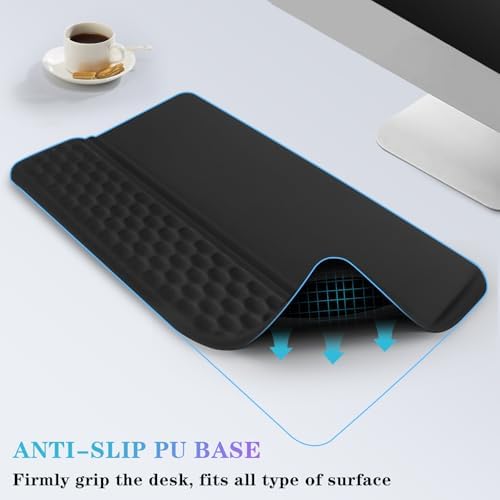 Computer Keyboard Stand with Wrist Rest, Ergonomic Tilted Keyboard Holder - Keyboard Riser with Wrist Pad - Keyboard Tray Support for Office Home - Black