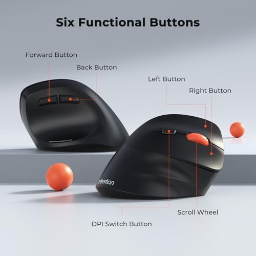 MEETION Ergonomic Vertical Wireless Mouse, Bluetooth Multi-Device