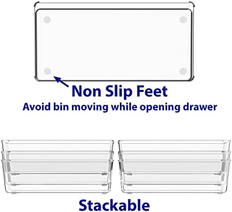 Simple Houseware Clear Desk Drawer Organizer, 3.25"x 6.25", 6 Packs