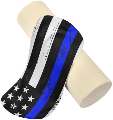 Round Cervical Roll Bolster Pillow Memory Foam Neck Roll Pillow for Sleeping Round Pillow for Neck Cylinder Bolster Pillow Bed Support Vintage American Police Support Flag