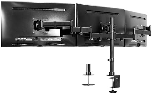 VIVO Triple Monitor Adjustable Heavy Duty Mount, Articulating Stand for 3 LCD Screens up to 24 inches STAND-V003M