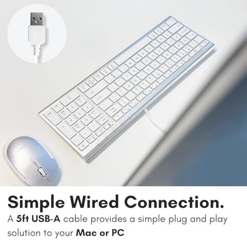 Macally Wired Keyboard for Mac, Compatible Apple Keyboard with Numeric Keypad - Slim, Space-Saving Design for MacBook Pro/Air Laptop, Mac mini, iMac Replacement