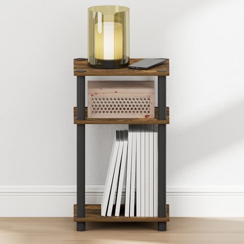 Furinno JUST Toolless 3-Tier Night Stand, Open Storage, Americano